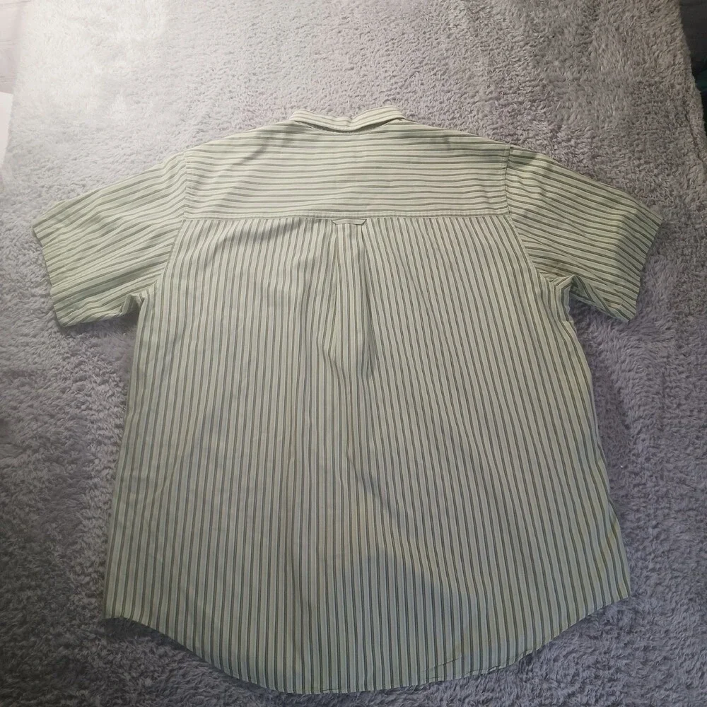 Chaps Easy Care Button Down‎ Striped Shirt Mens L Short Sleeve Classic Fit